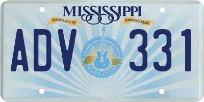 MS license plate ADV331