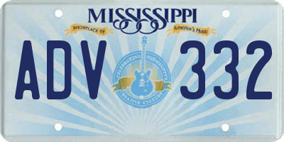 MS license plate ADV332