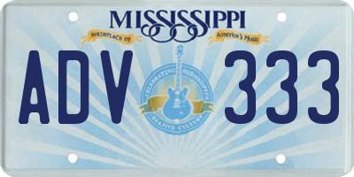MS license plate ADV333