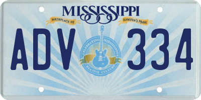 MS license plate ADV334