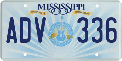 MS license plate ADV336