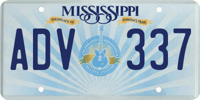 MS license plate ADV337