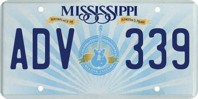 MS license plate ADV339