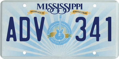 MS license plate ADV341