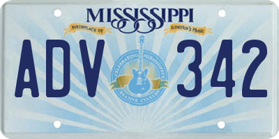 MS license plate ADV342