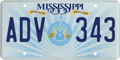 MS license plate ADV343