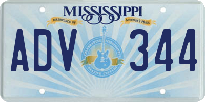 MS license plate ADV344