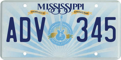 MS license plate ADV345