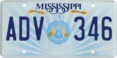 MS license plate ADV346