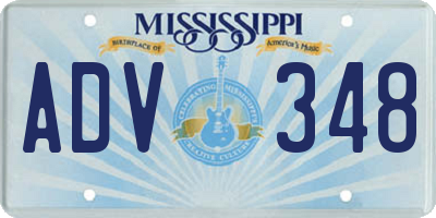 MS license plate ADV348