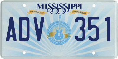 MS license plate ADV351