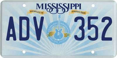 MS license plate ADV352