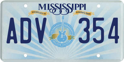 MS license plate ADV354