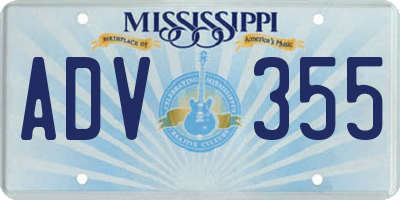 MS license plate ADV355