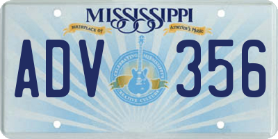 MS license plate ADV356