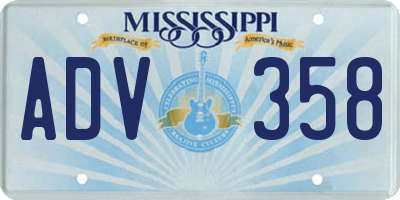 MS license plate ADV358