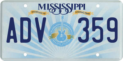 MS license plate ADV359