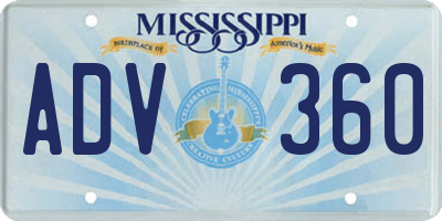 MS license plate ADV360