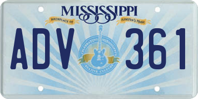 MS license plate ADV361