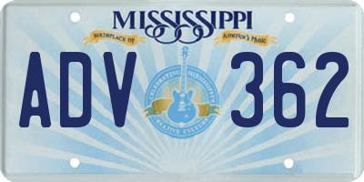 MS license plate ADV362