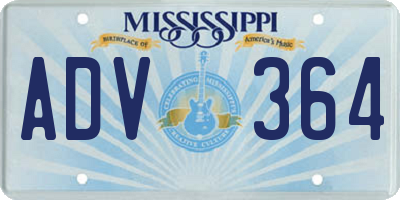 MS license plate ADV364