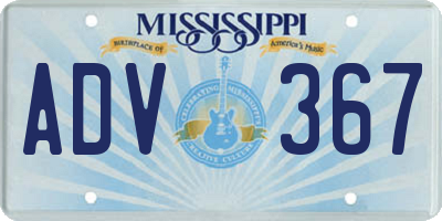 MS license plate ADV367