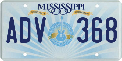 MS license plate ADV368