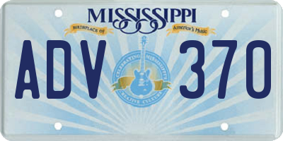 MS license plate ADV370