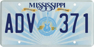 MS license plate ADV371