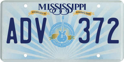 MS license plate ADV372