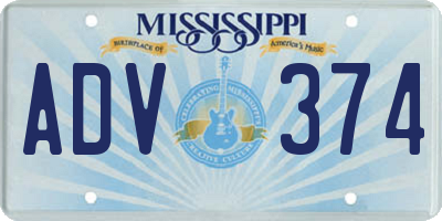 MS license plate ADV374