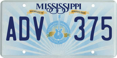 MS license plate ADV375
