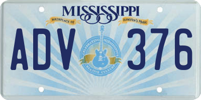 MS license plate ADV376