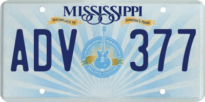 MS license plate ADV377