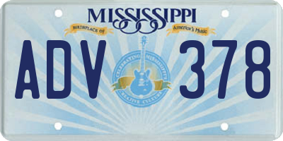 MS license plate ADV378