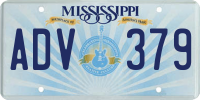 MS license plate ADV379
