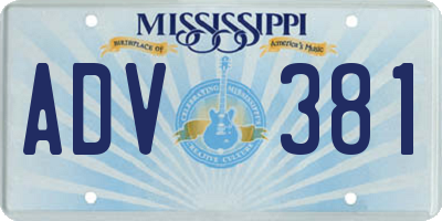 MS license plate ADV381