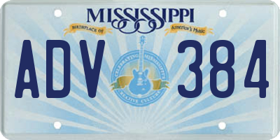 MS license plate ADV384
