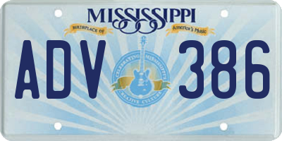 MS license plate ADV386