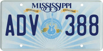MS license plate ADV388