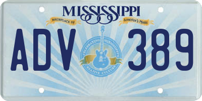 MS license plate ADV389