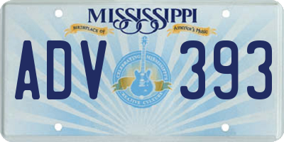 MS license plate ADV393