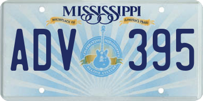 MS license plate ADV395