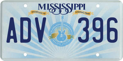 MS license plate ADV396