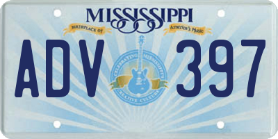 MS license plate ADV397