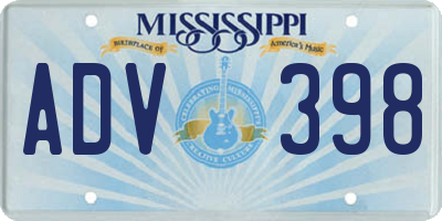 MS license plate ADV398