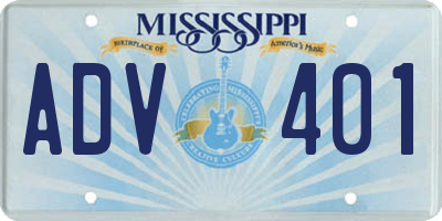 MS license plate ADV401