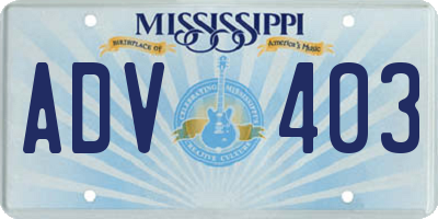 MS license plate ADV403