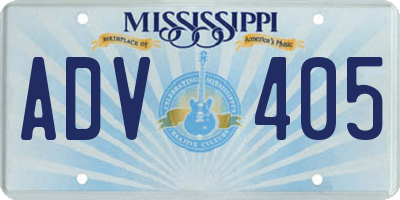 MS license plate ADV405