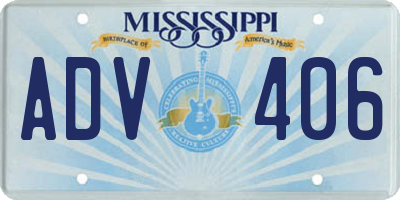 MS license plate ADV406